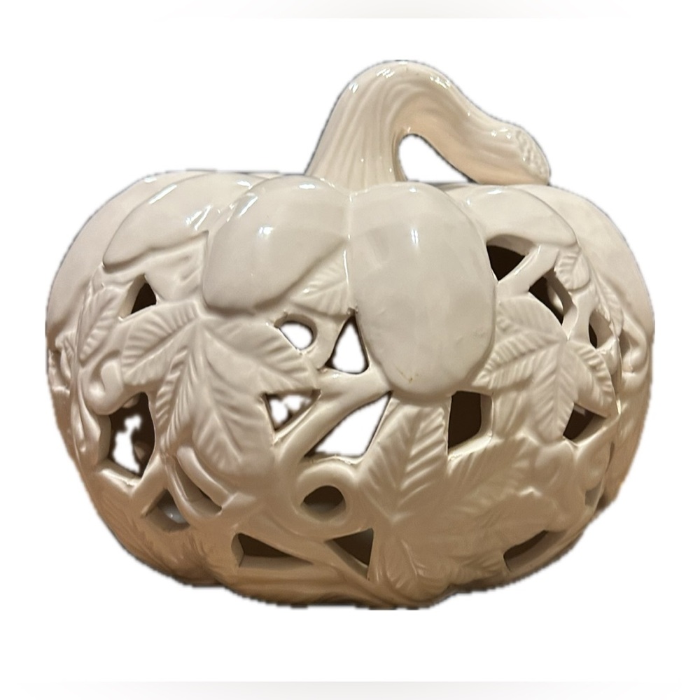 VTG Ceramic White Glazed Pumpkin. - Picture 3 of 10